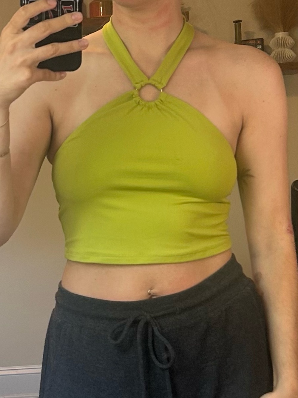 Green halter crop top